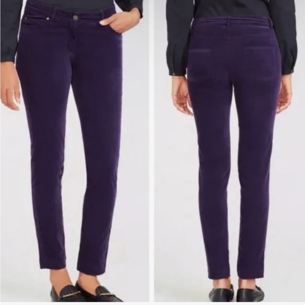 J.McLaughlin Watson Purple velveteen cigarette pants low rise size 2 - Picture 2 of 6